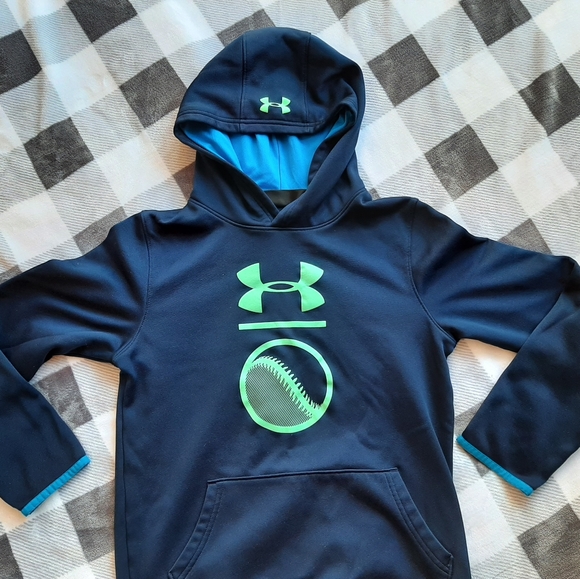 Boys Under Armour SIZE YLG Blue with Green Logo - Picture 1 of 5